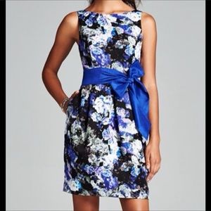 Eliza j blue floral faille dress with bow size 10 NWT